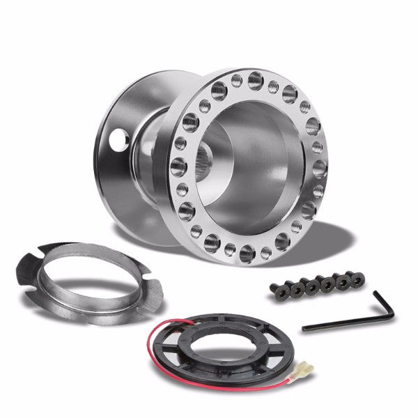 Silver Aluminum 6-Hole Steering Wheel Hub Adapter For 92-95 Integra DC2/Civic EG EH EJ-Interior-BuildFastCar
