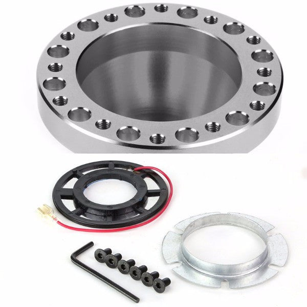 Silver Aluminum 6-Hole Steering Wheel Hub Adapter For 92-95 Integra DC2/Civic EG EH EJ-Interior-BuildFastCar