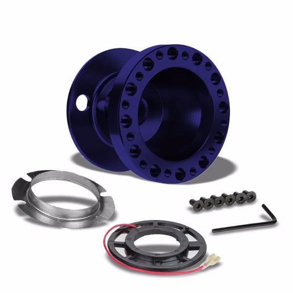 Blue Aluminum 6-Hole Steering Wheel Hub Adapter For 626/RX7/RX8/Miata/Accent/Genesis-Interior-BuildFastCar