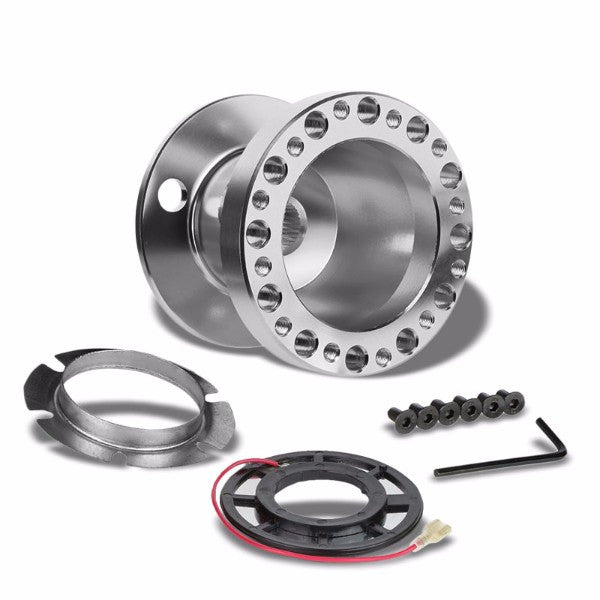 Silver Aluminum 6-Hole Steering Wheel Hub Adapter For 626/RX7/RX8/Miata/Accent/Genesis-Interior-BuildFastCar