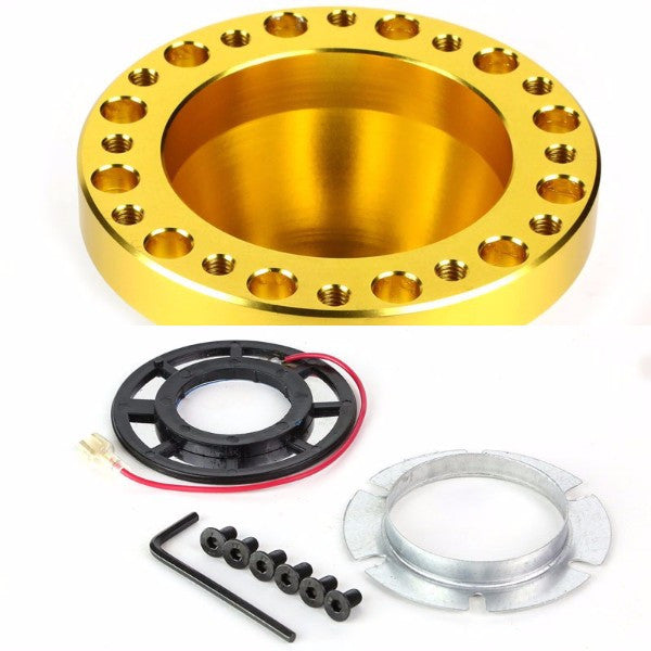 Gold Aluminum 6-Hole Steering Wheel Hub Adapter For Toyota/Scion MR2/Corolla/AE86/tC-Interior-BuildFastCar