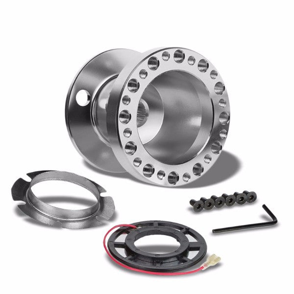Silver Aluminum 6-Hole Steering Wheel Hub Adapter For Toyota/Scion MR2/Corolla/AE86/tC-Interior-BuildFastCar