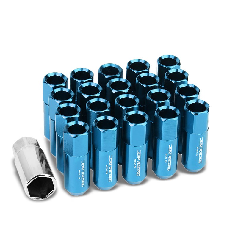 Light Blue Aluminum M12x1.25 20MM Hexagon Open Acorn Tuner 20x Conical Lug Nuts-Accessories-BuildFastCar