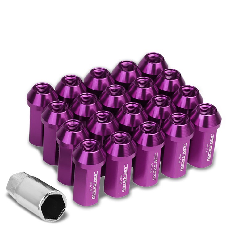 Purple Aluminum M12x1.25 50MM Hexagon Close End Acorn Tuner 20x Conical Lug Nuts-Accessories-BuildFastCar