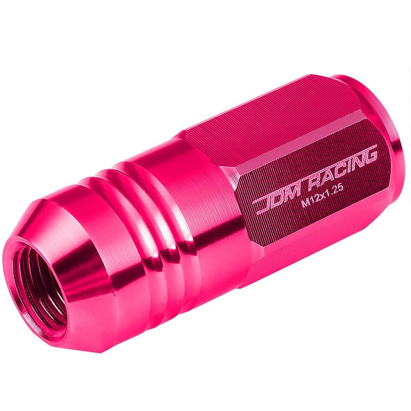 Pink Aluminum M12x1.25 50MM Tall Close End Acorn Tuner 20x Conical Lug Nuts-Accessories-BuildFastCar