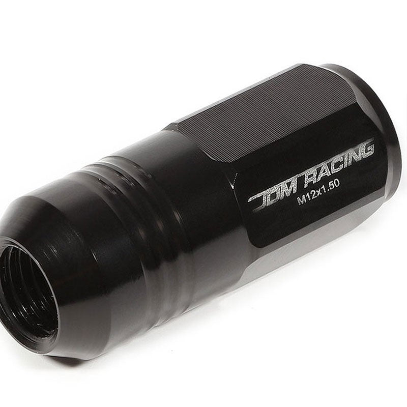 Black Aluminum M12x1.50 50MM Tall Close End Acorn Tuner 20x Conical Lug Nuts-Accessories-BuildFastCar