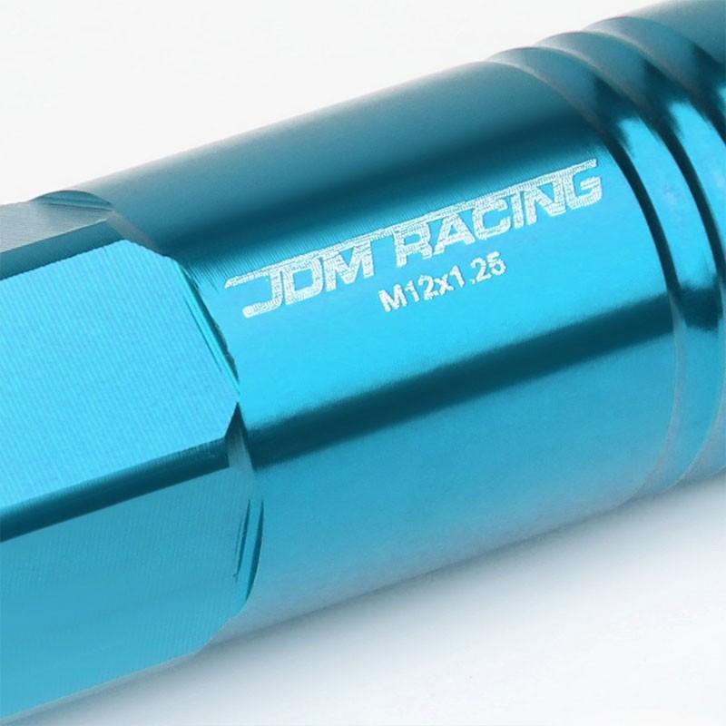 Light Blue Aluminum M12x1.25 60MM Hexagon Open Acorn Tuner 20x Conical Lug Nuts-Accessories-BuildFastCar