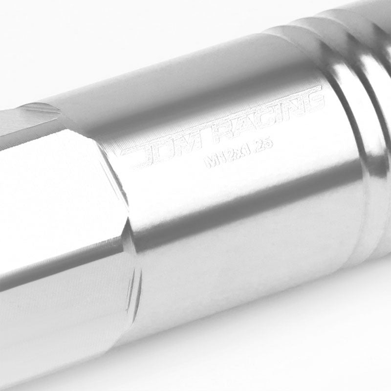 Silver Aluminum M12x1.25 60MM Hexagon Open End Acorn Tuner 20x Conical Lug Nuts-Accessories-BuildFastCar