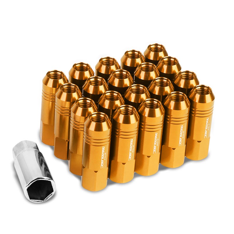 Orange Aluminum M12x1.50 60MM Hexagon Open End Acorn Tuner 20x Conical Lug Nuts-Accessories-BuildFastCar