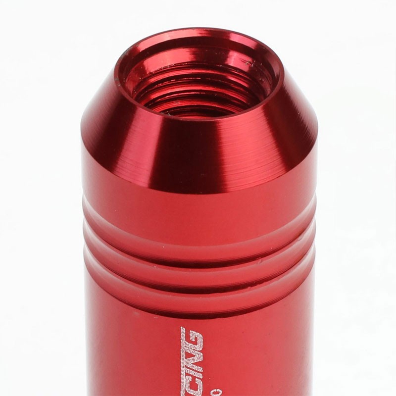 Red Aluminum M12x1.50 60MM Hexagon Open End Acorn Tuner 20x Conical Lug Nuts-Accessories-BuildFastCar