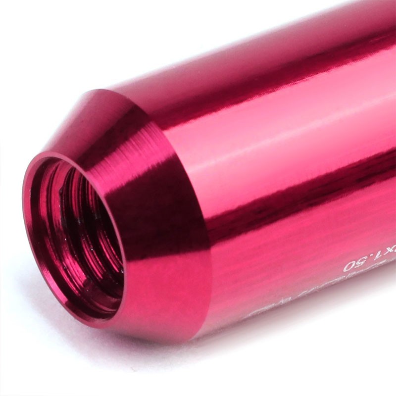 Pink Aluminum M12x1.25 Conical Open End Acorn Tuner 16x Lug Nuts+4 Lock Nuts-Accessories-BuildFastCar