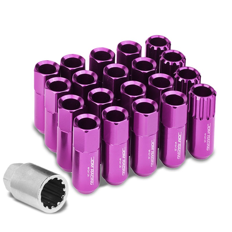 Purple Aluminum M12x1.25 Conical Open End Acorn Tuner 16x Lug Nuts+4 Lock Nuts-Accessories-BuildFastCar