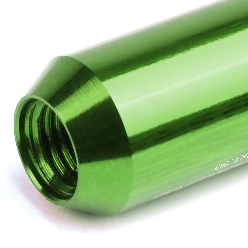Green Aluminum M12x1.50 Conical Open End Acorn Tuner 16x Lug Nuts+4 Lock Nuts-Accessories-BuildFastCar