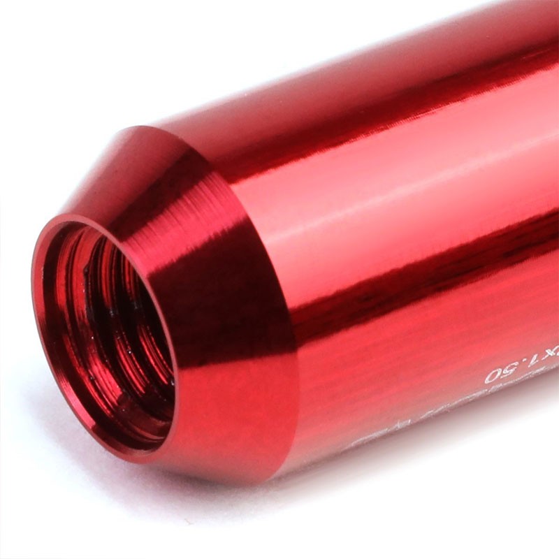 Red Aluminum M12x1.50 Conical Open End Acorn Tuner 16x Lug Nuts+4 Lock Nuts-Accessories-BuildFastCar