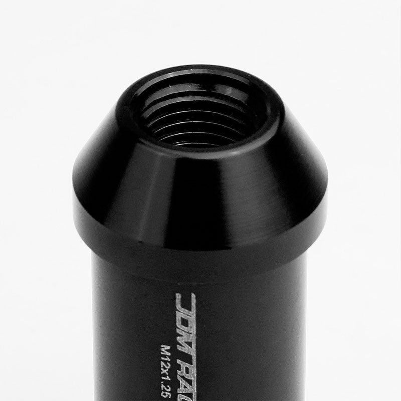 Black Aluminum M12x1.25 50MM Tall Open End Spline Acorn 20x Conical Lug Nuts-Accessories-BuildFastCar