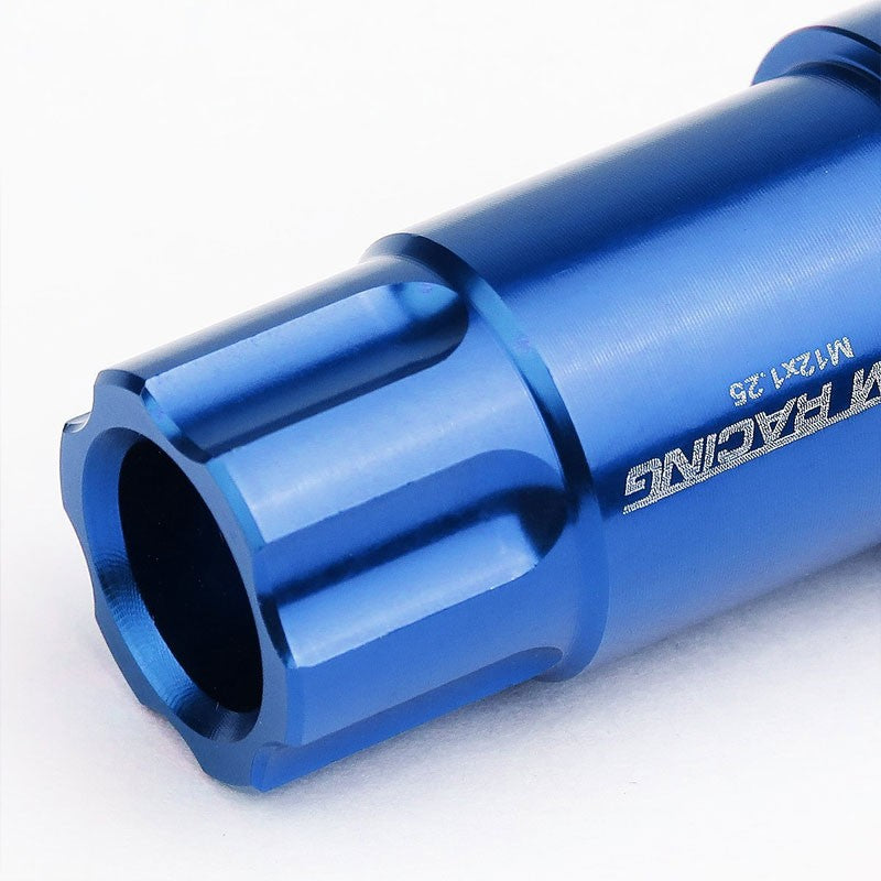 Blue Aluminum M12x1.25 50MM Tall Open End Spline Acorn 20x Conical Lug Nuts-Accessories-BuildFastCar