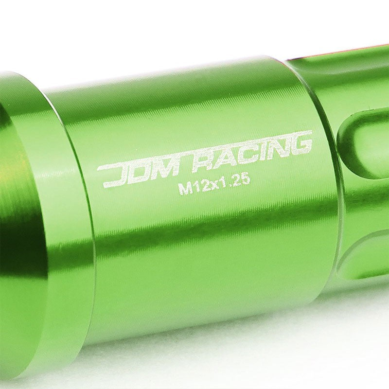 Green Aluminum M12x1.25 50MM Tall Open End Spline Acorn 20x Conical Lug Nuts-Accessories-BuildFastCar