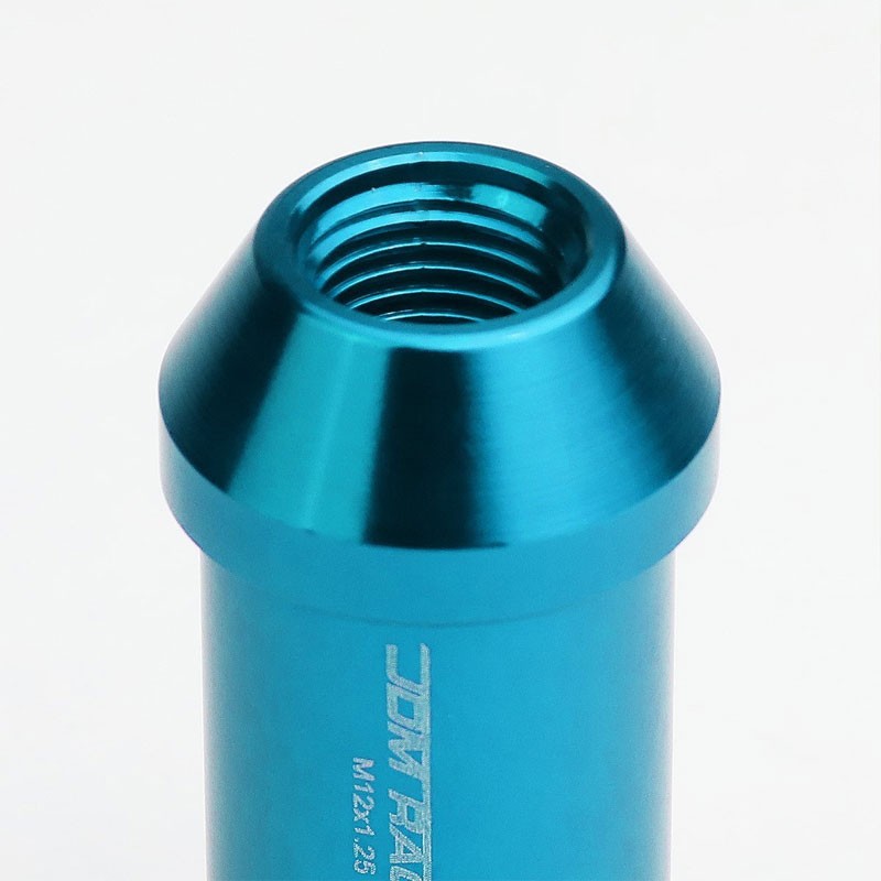 Light Blue Aluminum M12x1.25 50MM Tall Open Spline Acorn 20x Conical Lug Nuts-Accessories-BuildFastCar