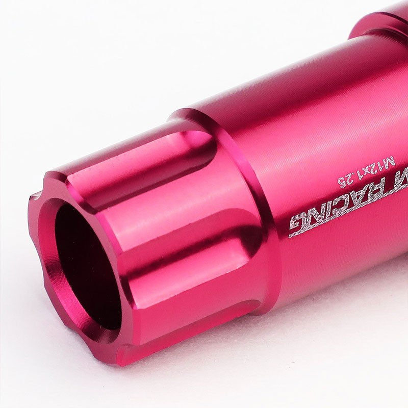 Pink Aluminum M12x1.25 50MM Tall Open End Spline Acorn 20x Conical Lug Nuts-Accessories-BuildFastCar
