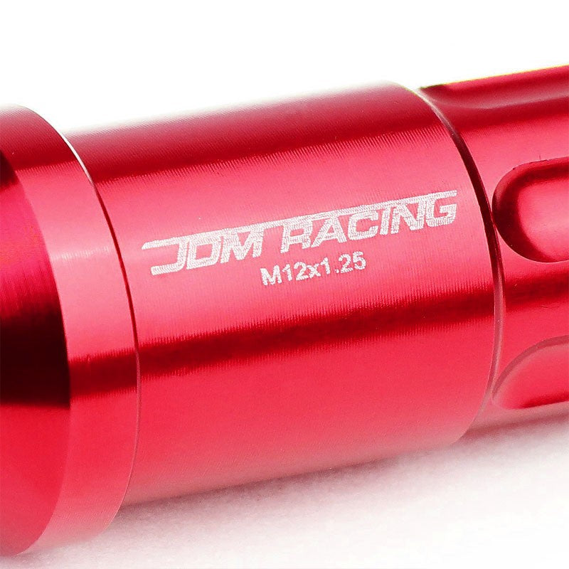 Red Aluminum M12x1.25 50MM Tall Open End Spline Acorn 20x Conical Wheel Lug Nuts-Accessories-BuildFastCar