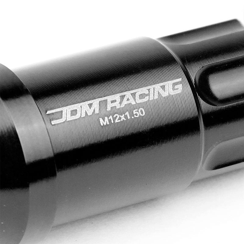 Black Aluminum M12x1.50 50MM Tall Open End Spline Acorn 20x Conical Lug Nuts-Accessories-BuildFastCar