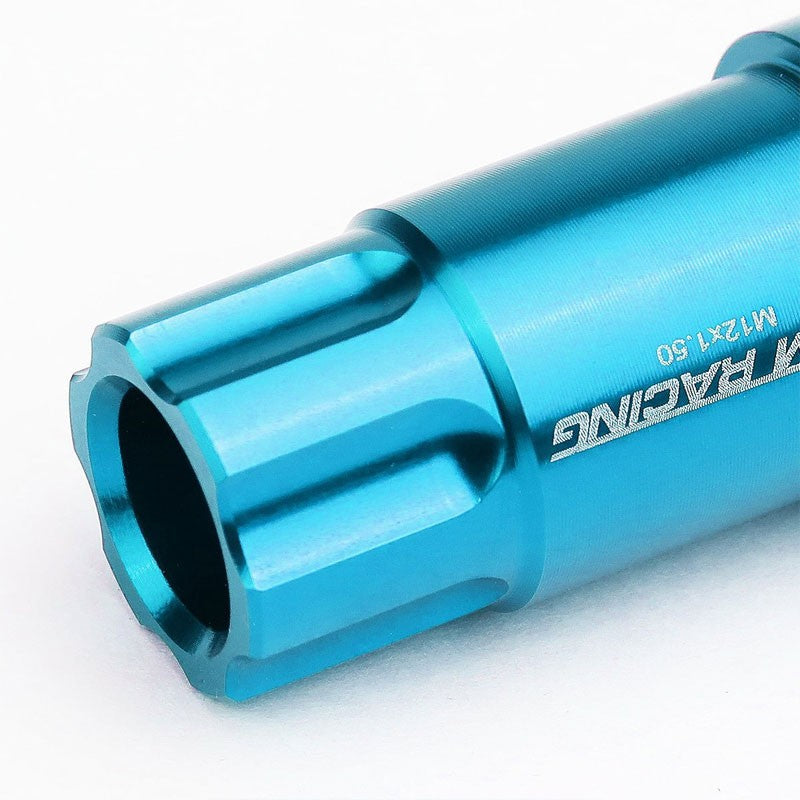 Light Blue Aluminum M12x1.50 50MM Tall Open Spline Acorn 20x Conical Lug Nuts-Accessories-BuildFastCar