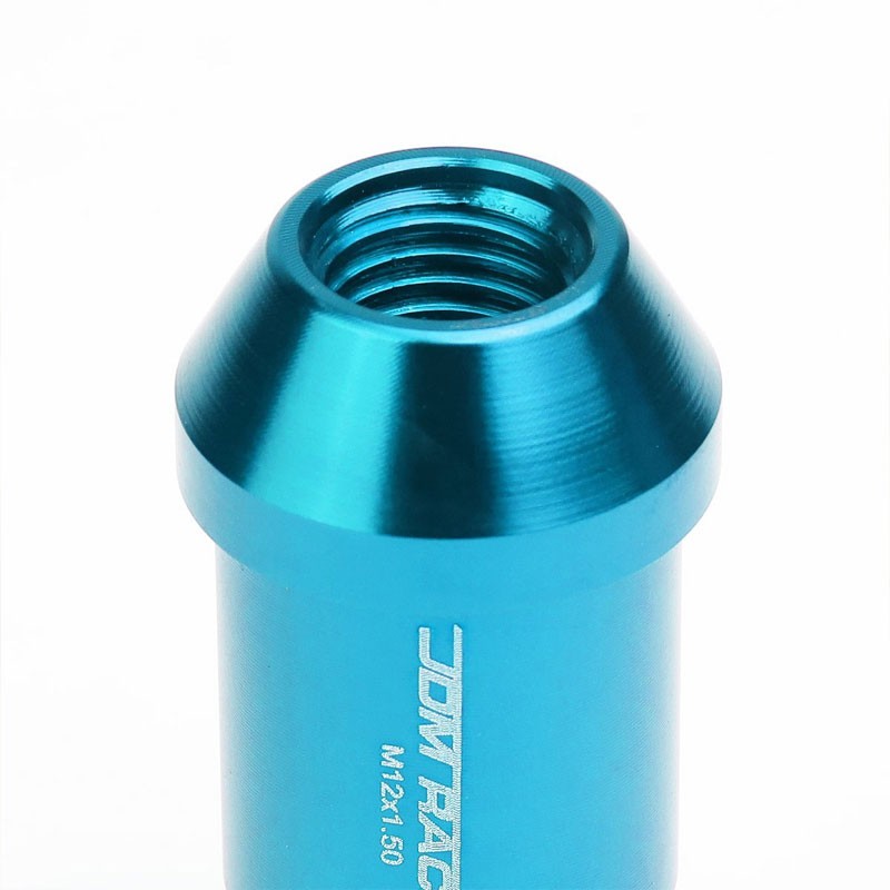 Light Blue Aluminum M12x1.50 50MM Tall Open Spline Acorn 20x Conical Lug Nuts-Accessories-BuildFastCar