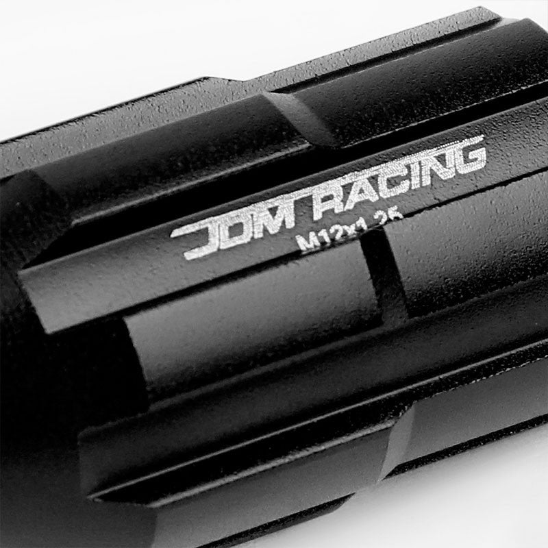 Black Aluminum M12x1.25 Open Rim End Spline Acorn Tuner 20x Conical Lug Nuts-Accessories-BuildFastCar