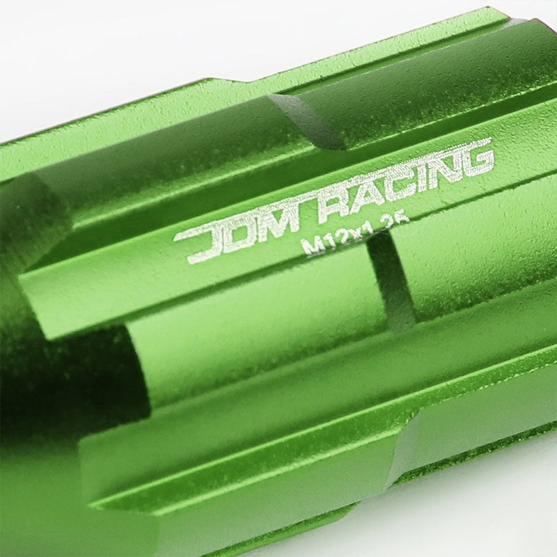 Green Aluminum M12x1.25 Open Rim End Spline Acorn Tuner 20x Conical Lug Nuts-Accessories-BuildFastCar