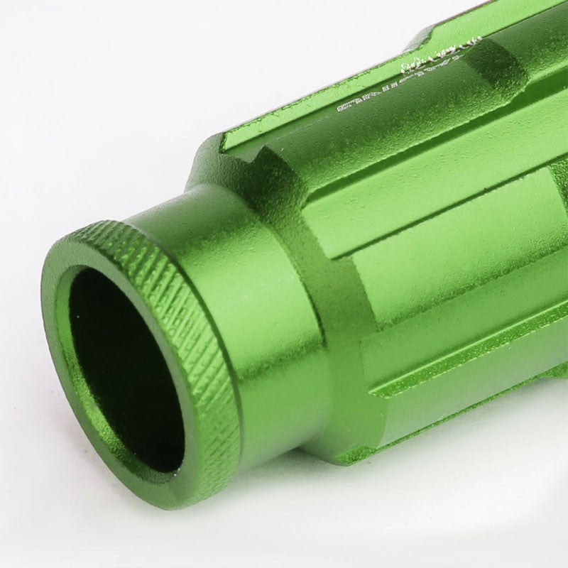 Green Aluminum M12x1.25 Open Rim End Spline Acorn Tuner 20x Conical Lug Nuts-Accessories-BuildFastCar