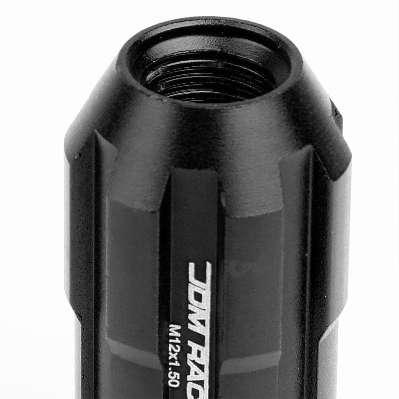 Black Aluminum M12x1.50 Open Rim End Spline Acorn Tuner 20x Conical Lug Nuts-Accessories-BuildFastCar