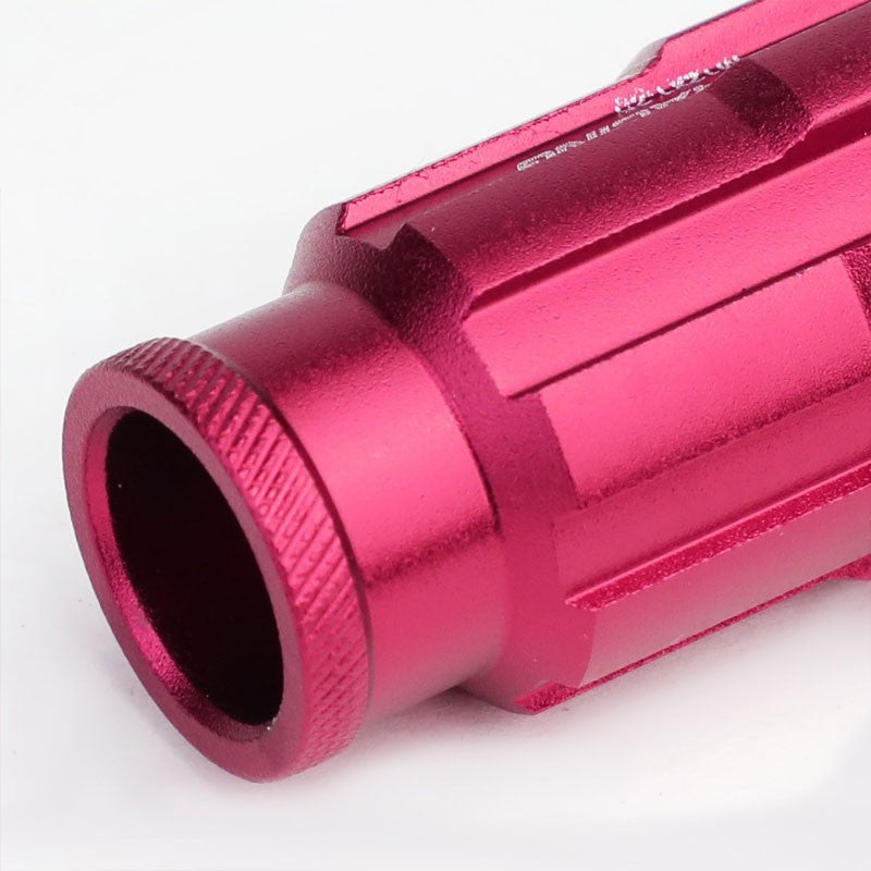 Pink Aluminum M12x1.50 Open Rim End Spline Acorn Tuner 20x Conical Lug Nuts-Accessories-BuildFastCar