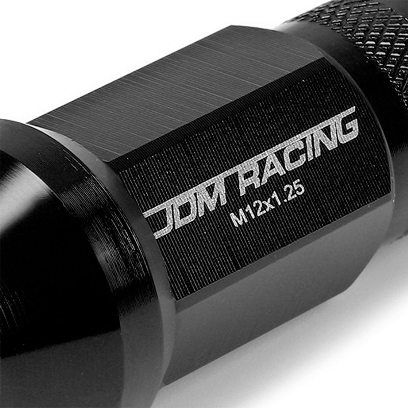 Black Aluminum M12x1.25 25MM OD Open Knurl Top Acorn Tuner 20x Conical Lug Nuts-Accessories-BuildFastCar