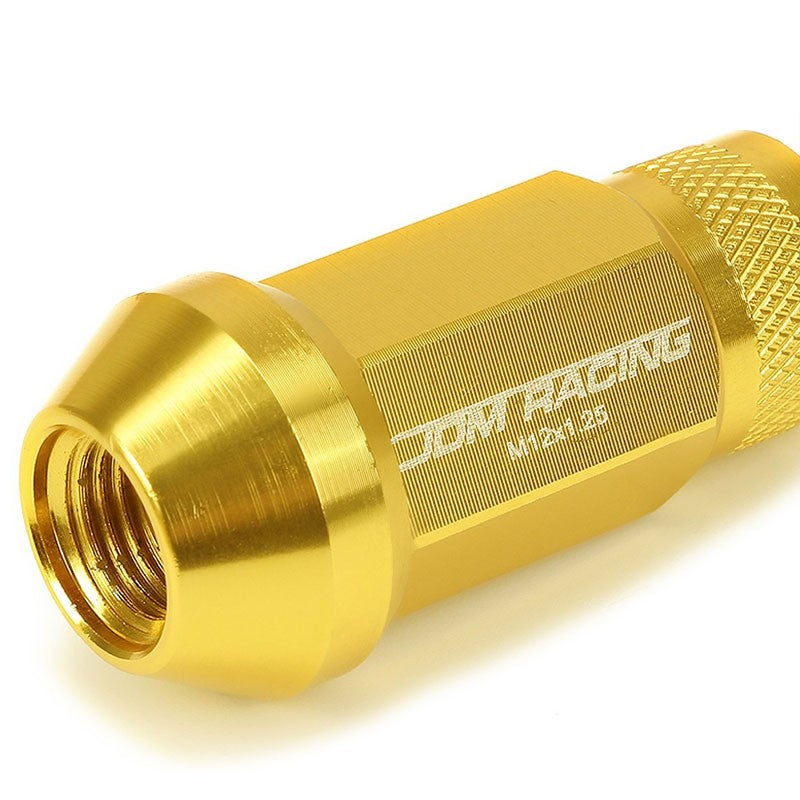 Gold Aluminum M12x1.25 25MM OD Open Knurl Top Acorn Tuner 20x Conical Lug Nuts-Accessories-BuildFastCar