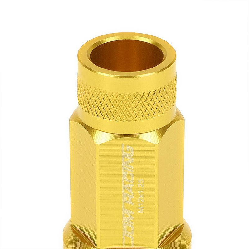 Gold Aluminum M12x1.25 25MM OD Open Knurl Top Acorn Tuner 20x Conical Lug Nuts-Accessories-BuildFastCar