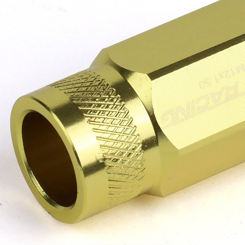 Gold Aluminum M12x1.50 25MM OD Open Knurl Top Acorn Tuner 20x Conical Lug Nuts-Accessories-BuildFastCar
