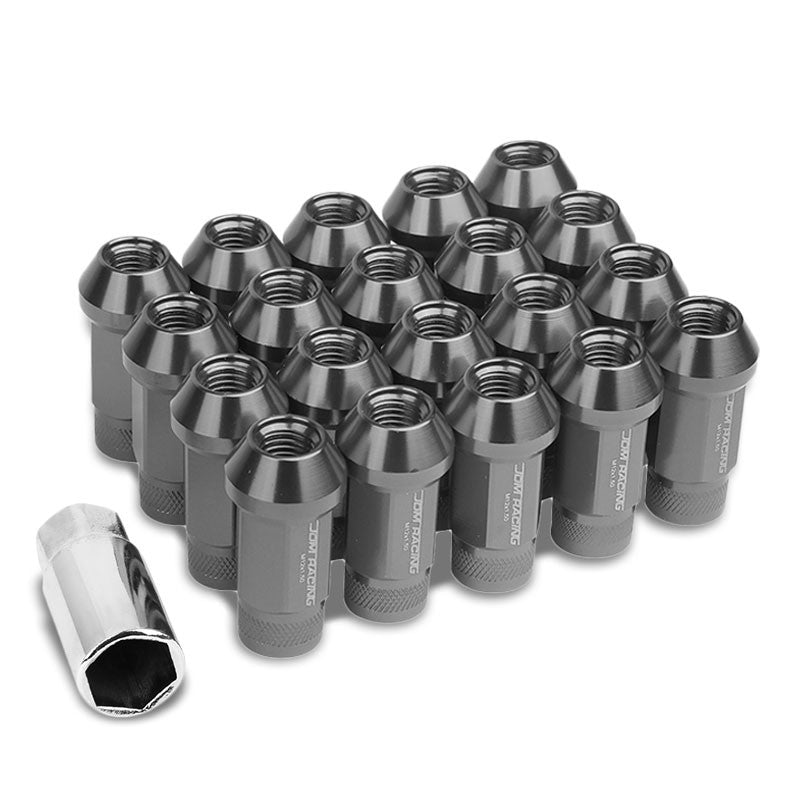 Gunmetal Aluminum M12x1.50 25MM OD Open Knurl Acorn Tuner 20x Conical Lug Nuts-Accessories-BuildFastCar