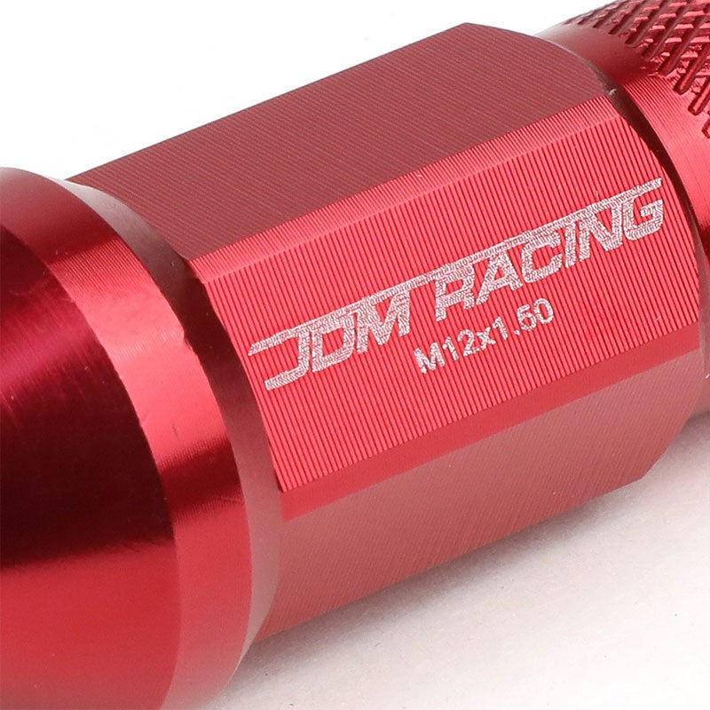Red Aluminum M12x1.50 25MM OD Open Knurl Top Acorn Tuner 20x Conical Lug Nuts-Accessories-BuildFastCar