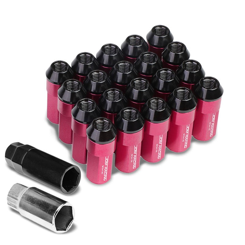 Pink M12x1.50 23MM OD Open/Close Dual Thread Acorn Tuner 20x Conical Lug Nuts-Accessories-BuildFastCar