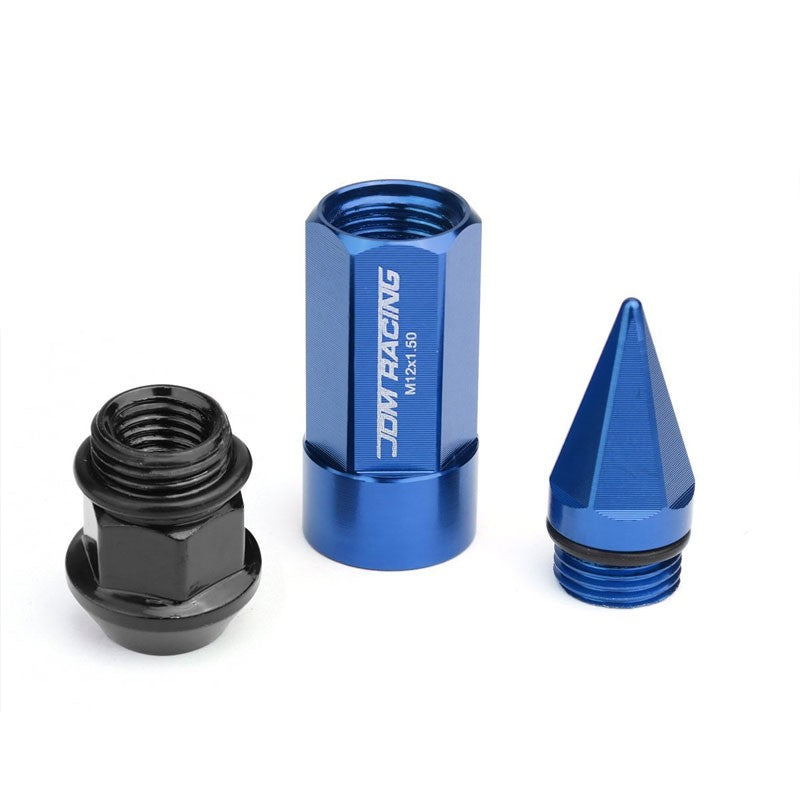 Blue M12x1.50 Dual Thread Acorn Tuner+Hexagon Spike Cap 20x Conical Lug Nuts-Accessories-BuildFastCar