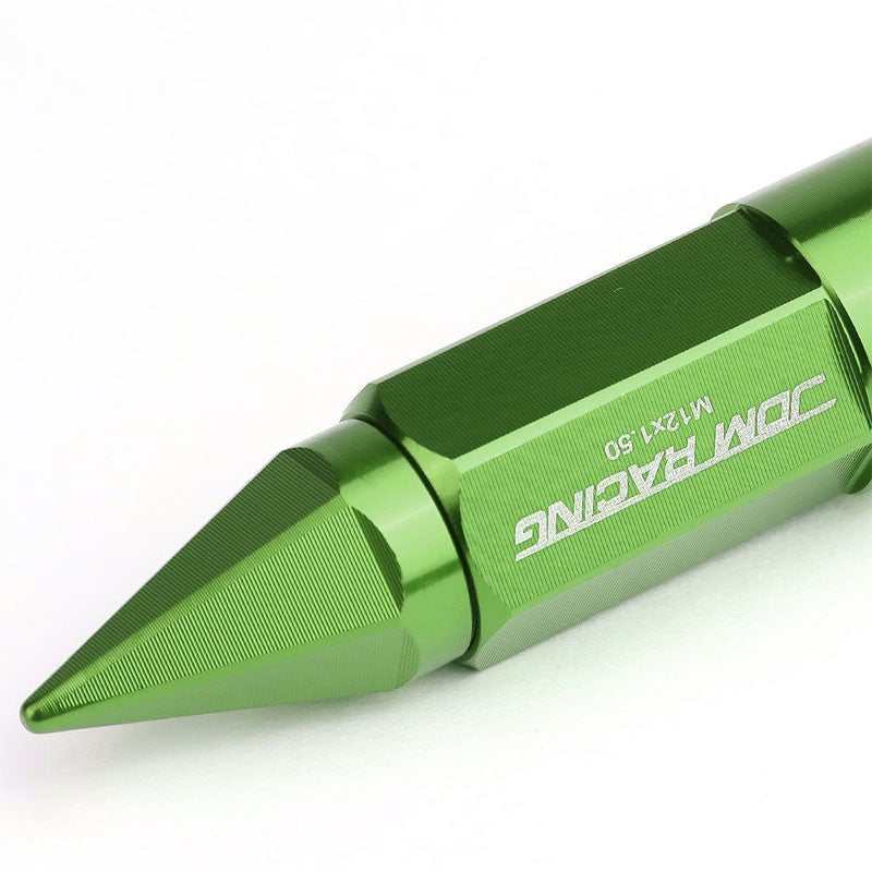Green M12x1.50 Dual Thread Acorn Tuner+Hexagon Spike Cap 20x Conical Lug Nuts-Accessories-BuildFastCar