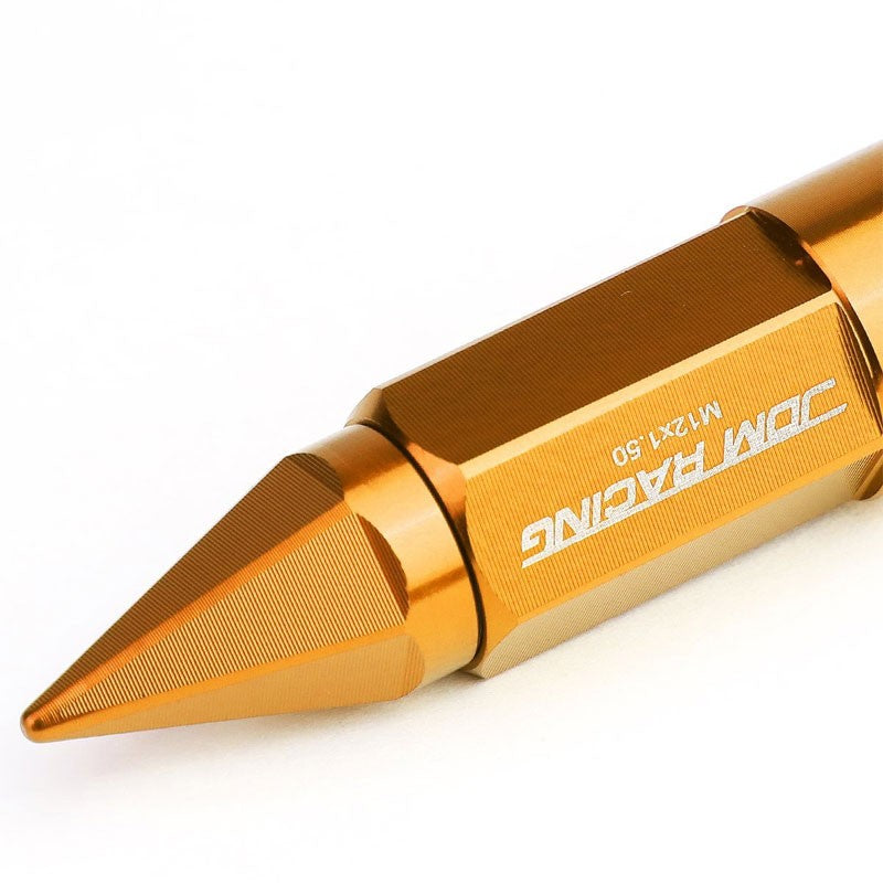 Orange M12x1.50 Dual Thread Acorn Tuner+Hexagon Spike Cap 20x Conical Lug Nuts-Accessories-BuildFastCar