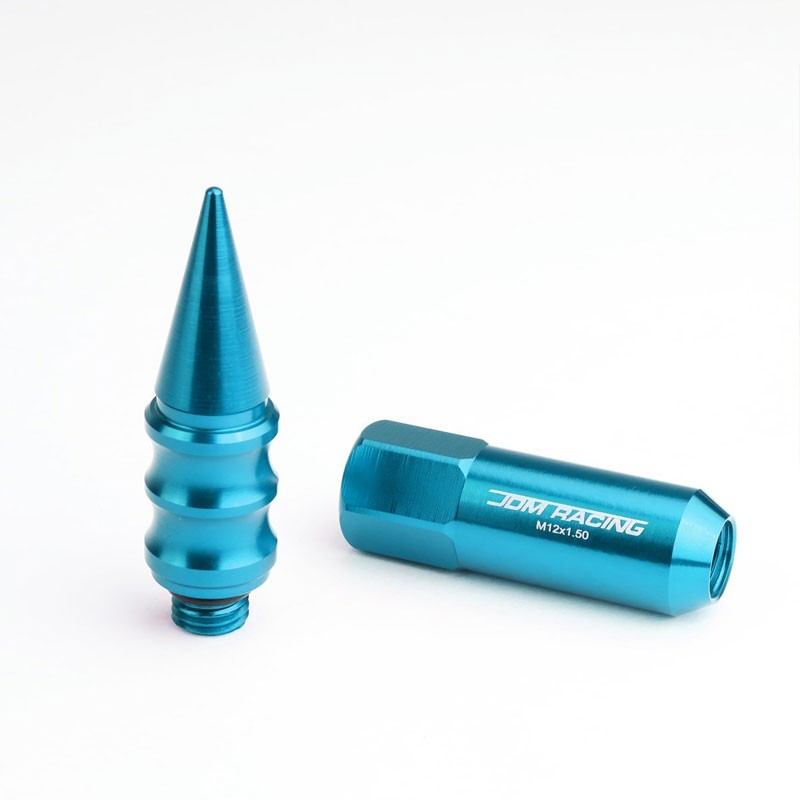 Light Blue M12x1.50 Open/Close Acorn Tuner+Round Spike Cap 20x Conical Lug Nuts-Accessories-BuildFastCar