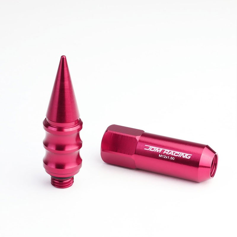 Pink M12x1.50 Open/Close End Acorn Tuner+Round Spike Cap 20x Conical Lug Nuts-Accessories-BuildFastCar