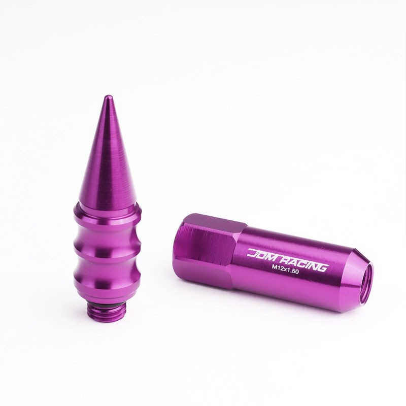 Purple M12x1.50 Open/Close End Acorn Tuner+Round Spike Cap 20x Conical Lug Nuts-Accessories-BuildFastCar