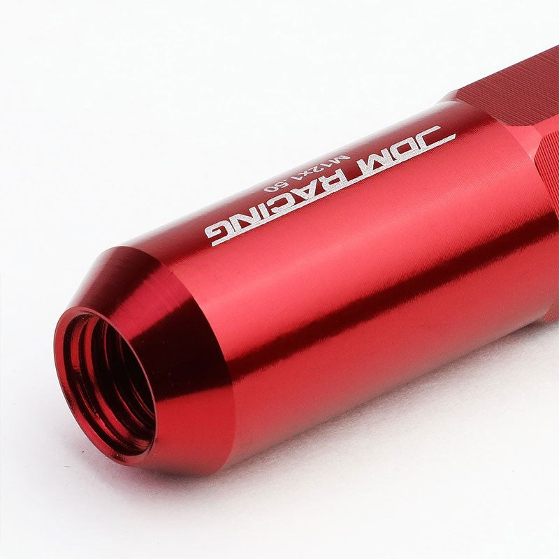Red M12x1.50 Open/Close End Acorn Tuner+Round Spike Cap 20x Conical Lug Nuts-Accessories-BuildFastCar