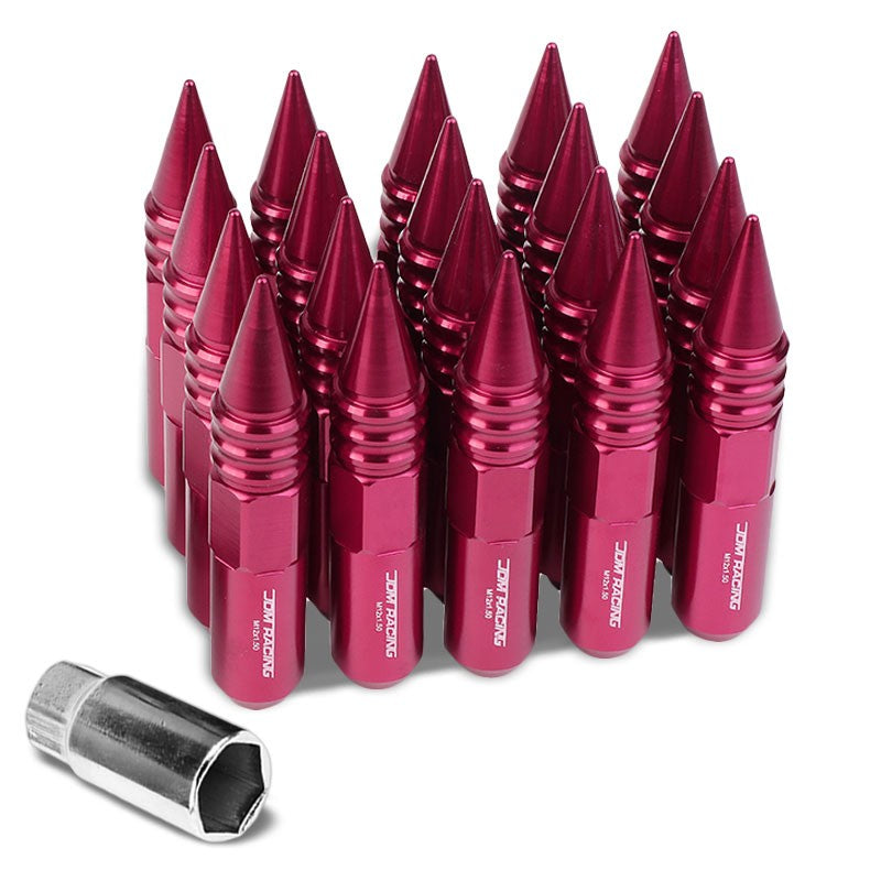 Pink Aluminum M12x1.50 Open/Close End Acorn Tuner+Spike Cap 20x Conical Lug Nuts-Accessories-BuildFastCar