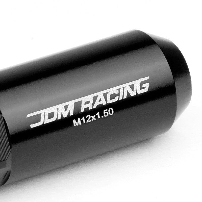 Black M12x1.50 Open/Close End Acorn Tuner+Hex Spike Cap 20x Conical Lug Nuts-Accessories-BuildFastCar