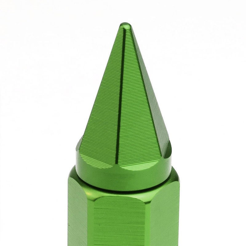 Green M12x1.50 Open/Close End Acorn Tuner+Hex Spike Cap 20x Conical Lug Nuts-Accessories-BuildFastCar