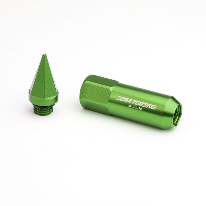 Green M12x1.50 Open/Close End Acorn Tuner+Hex Spike Cap 20x Conical Lug Nuts-Accessories-BuildFastCar